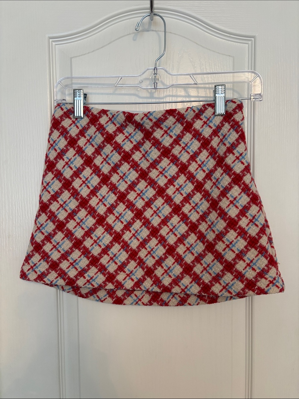 Urban Outfitters Red and White Plaid Mini Skirt